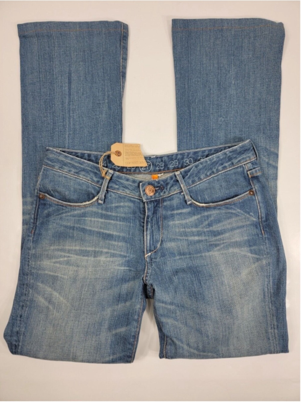 NEW EARNEST SEWN Hefner .01 Bootcut Jeans 27x30 Milk Blue USA Made 2004 NWT Y2K - Picture 6 of 12